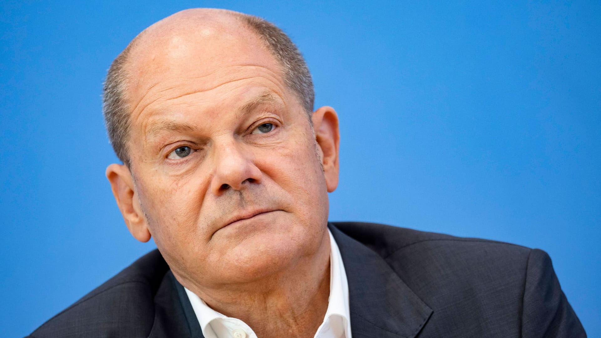 Bundeskanzler Olaf Scholz während der Sommerpressekonferenz: "Bedenken Sie das, wenn sie sowas sagen."