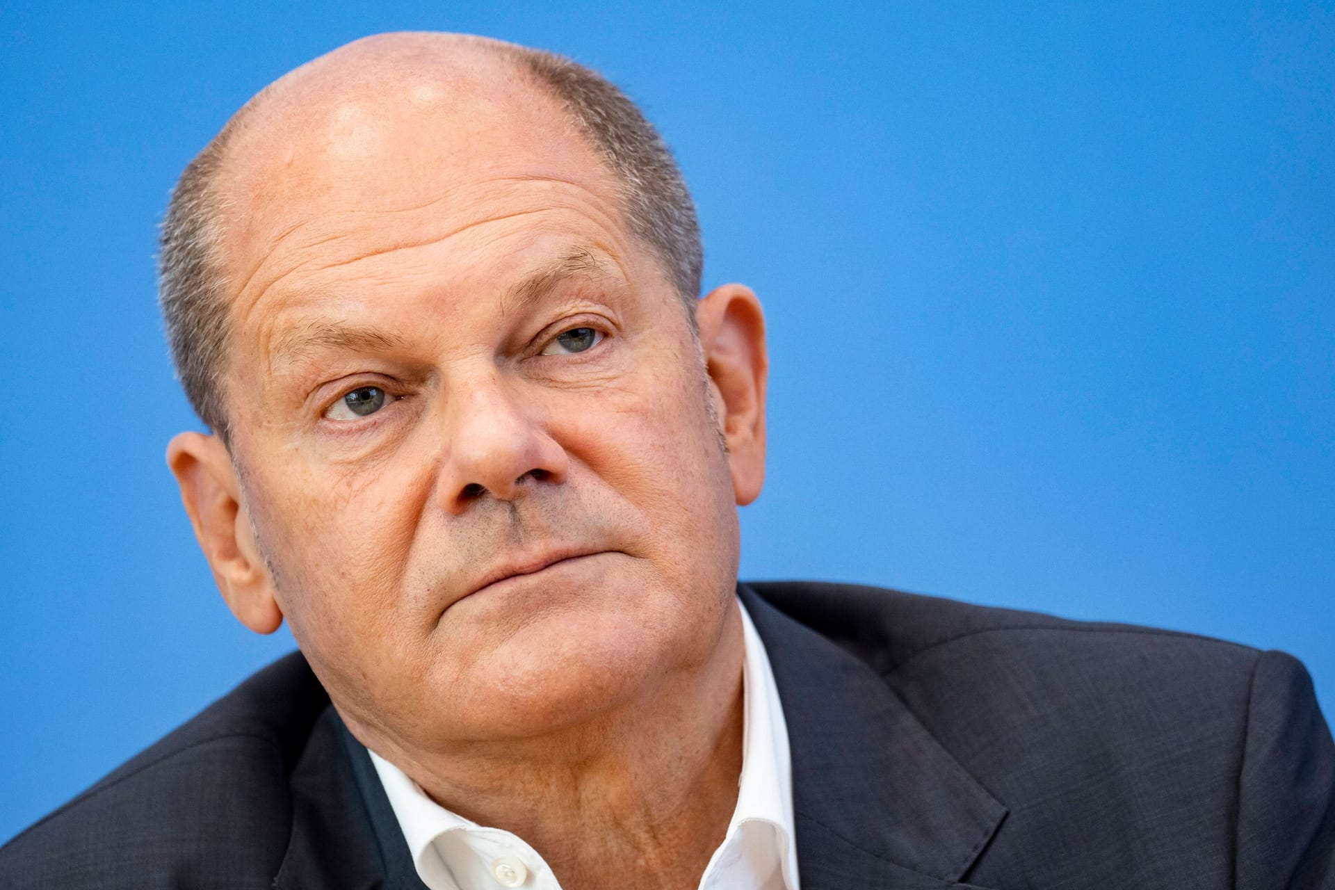 Bundeskanzler Olaf Scholz während der Sommerpressekonferenz: "Bedenken Sie das, wenn sie sowas sagen."