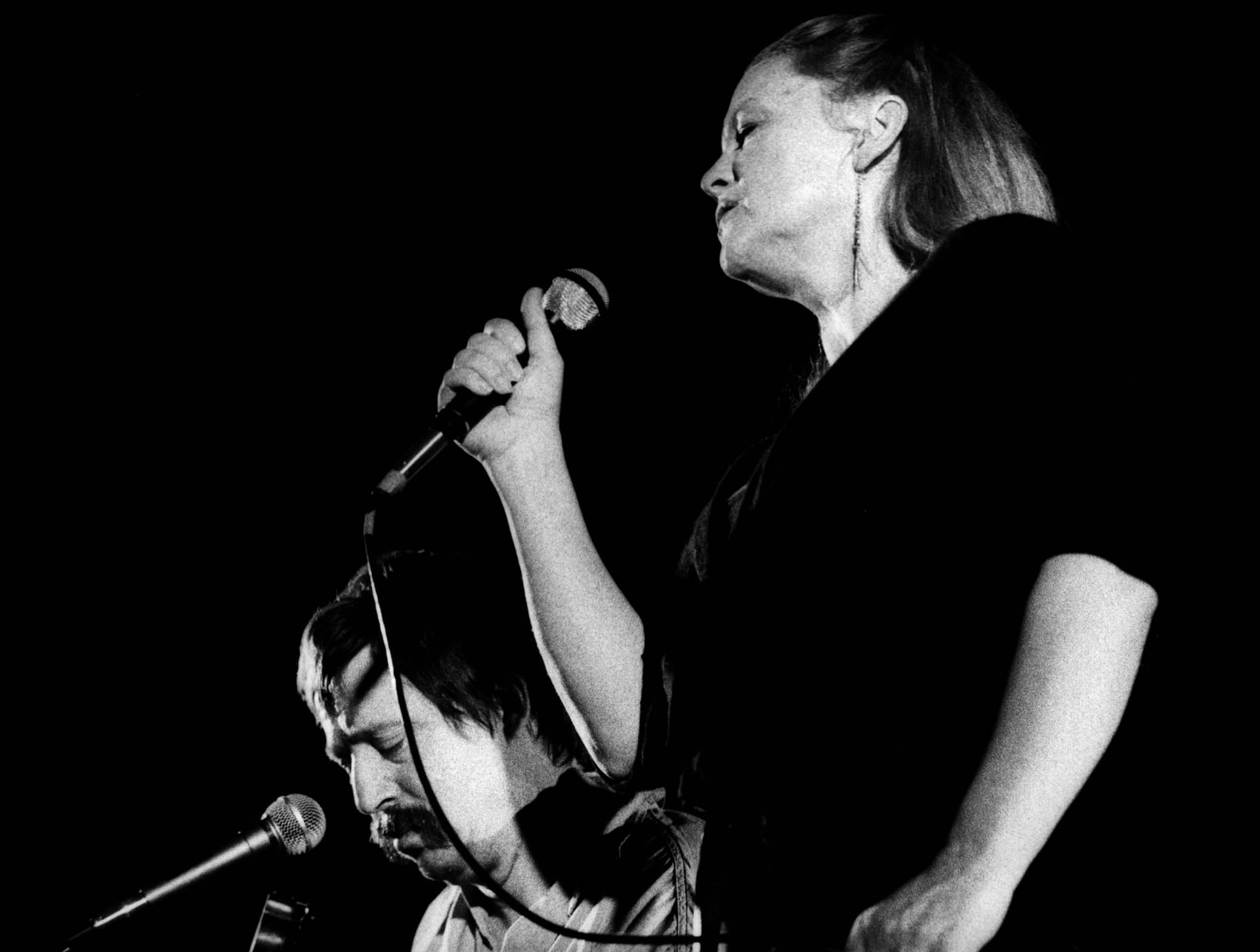 Wolf Biermann, Sänger, Liedermacher bei einem Konzert mit Eva-Maria Hagen, Berlin 1985