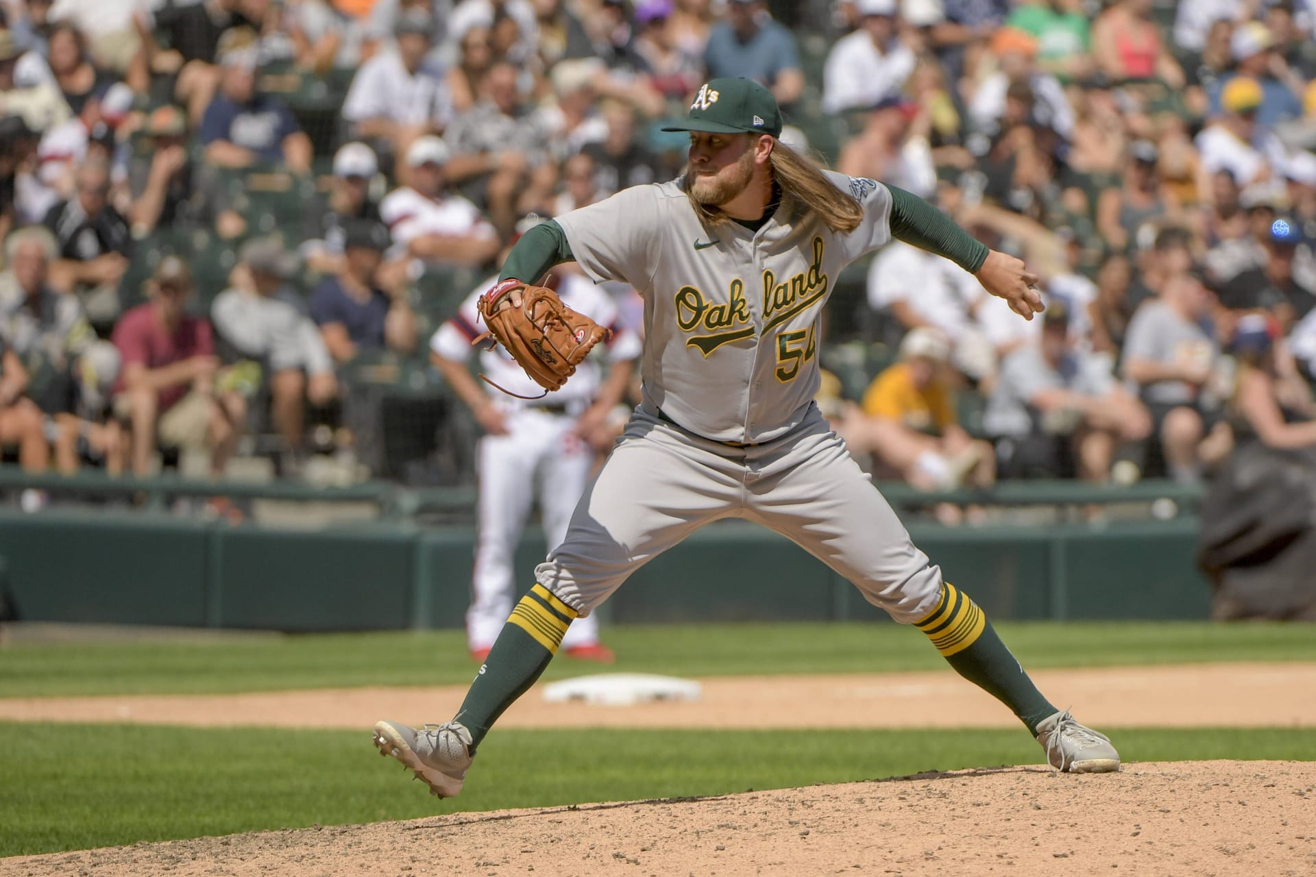 Oakland Athletics: Kirby Snead in Aktion – während des Spiels sorgte ein Paar für Aufsehen.