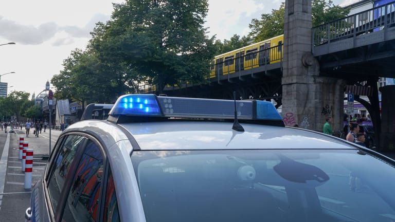 Polizeiwagen mit Blaulicht (Symbolbild): Die 85-Jährige musste von Rettungskräften behandelt werden.
