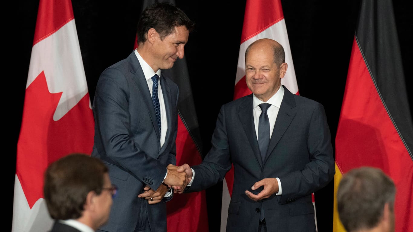 Justin Trudeau und Olaf Scholz: Deutschland und Kanada haben sich auf ein Abkommen zu Wasserstoff festgelegt.