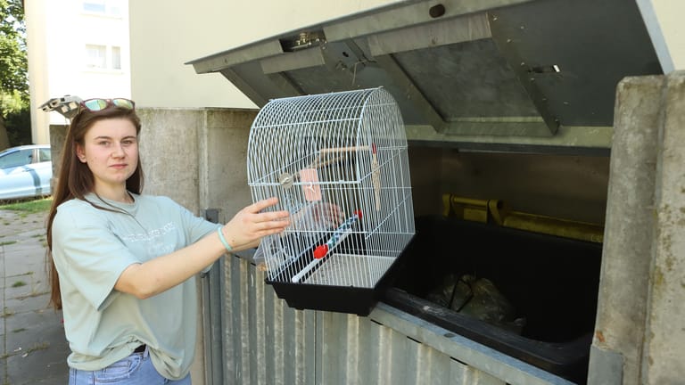 Jacqueline Friedrich hat in einer Mülltonne den lebendigen Vogel entdeckt.