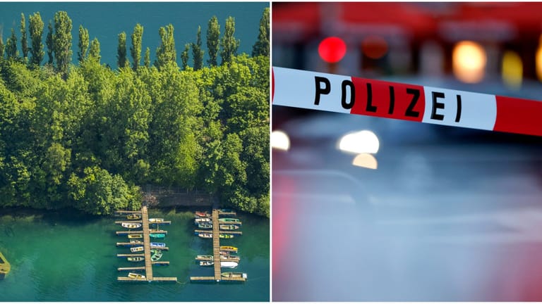 Escher See/Polizeiabsperrung (t-online-Collage):