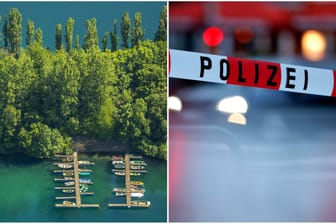 Escher See/Polizeiabsperrung (t-online-Collage):