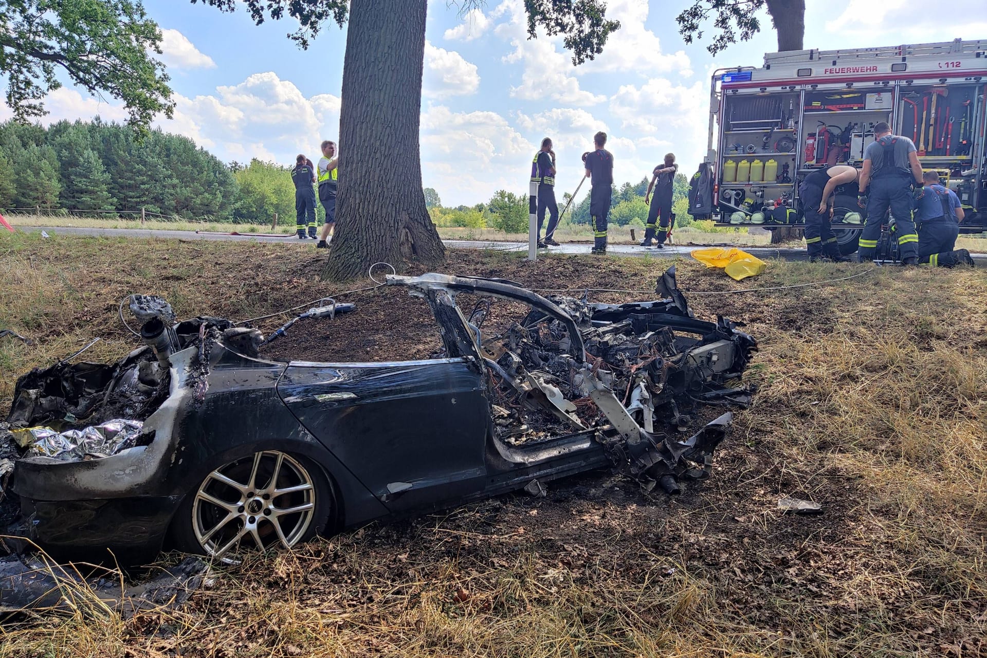 Unfallstelle in Brandenburg: Zwei Menschen kamen hier ums Leben.