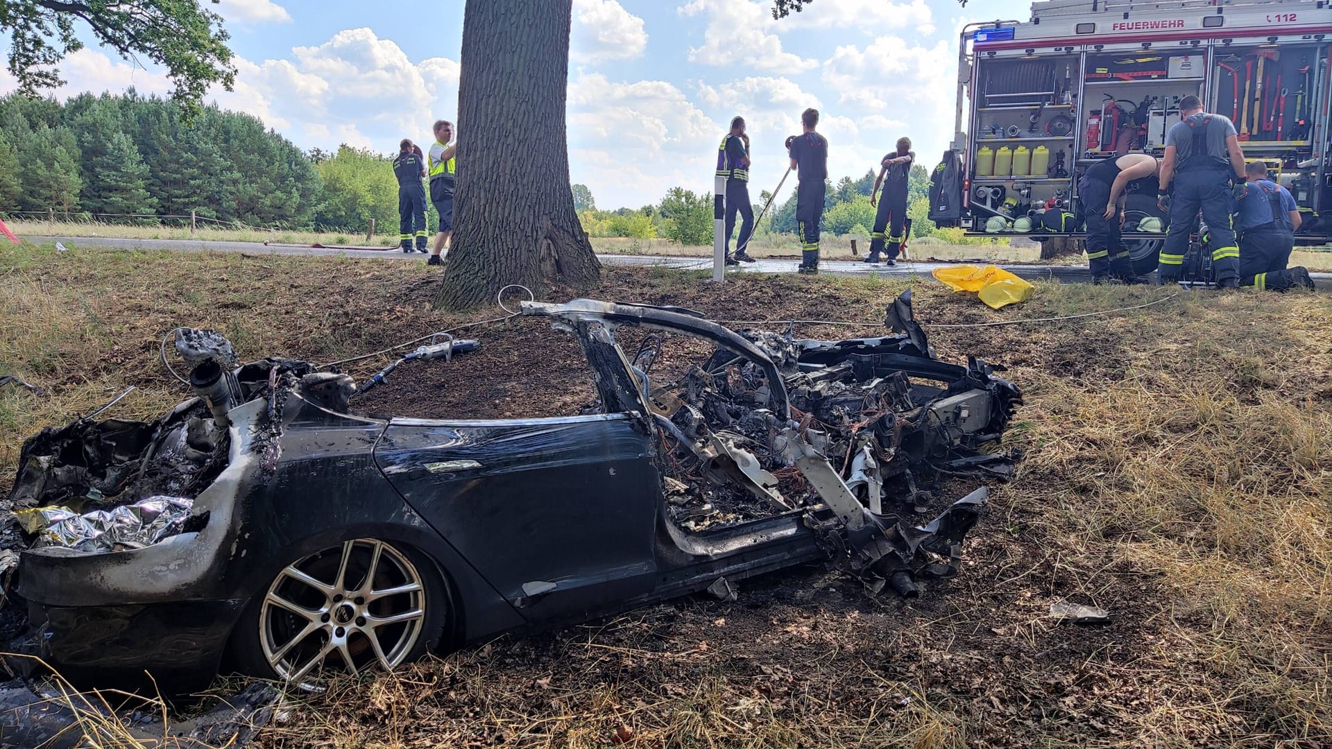 Unfallstelle in Brandenburg: Zwei Menschen kamen hier ums Leben.