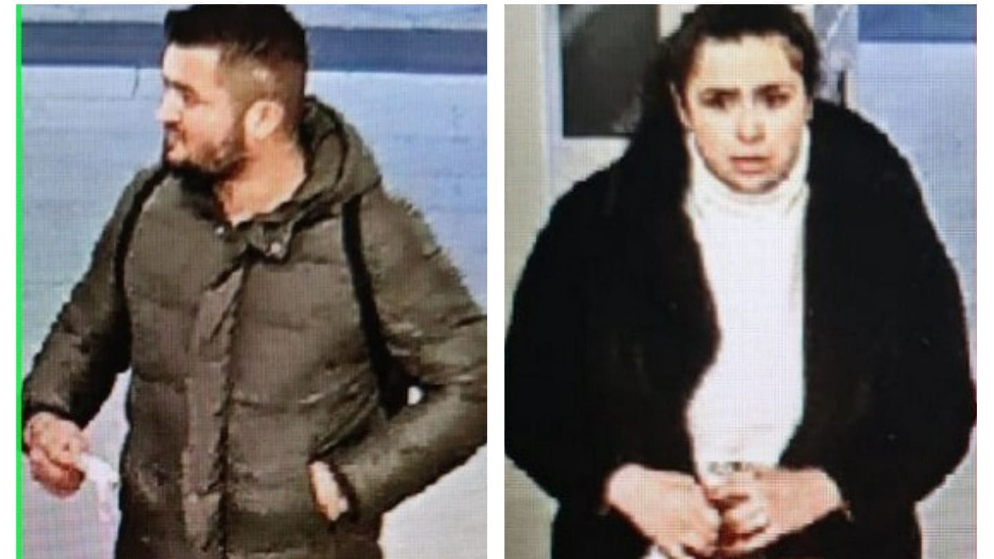 Der gesuchte Begleiter (l.) sowie die Tatverdächtige: Wer kann Hinweise auf die beiden Personen geben? Der gesuchte Begleiter (l.) sowie die Tatverdächtige: Wer kann Hinweise auf die beiden Personen geben?