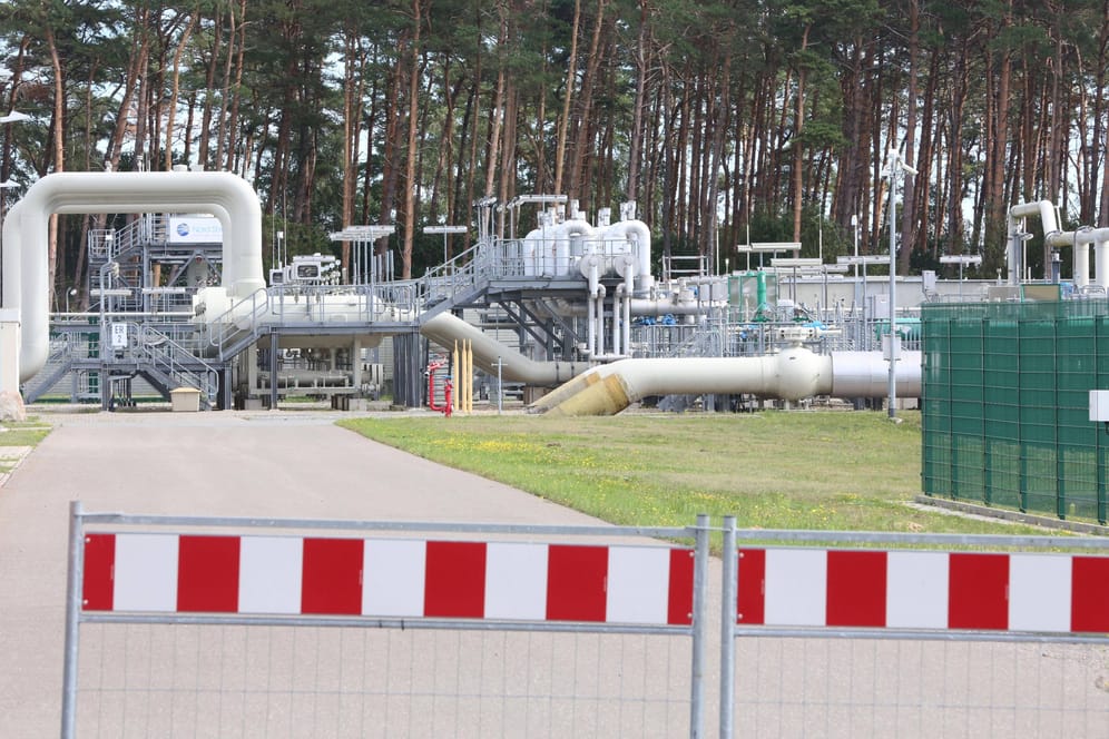 Endpunkt der Ostseepipeline Nord Stream 1 (Archivbild): Russland stellt seine Gaslieferungen nach Deutschland über den Standort am Greifswalder Bodden erneut wegen Wartungsarbeiten ein.