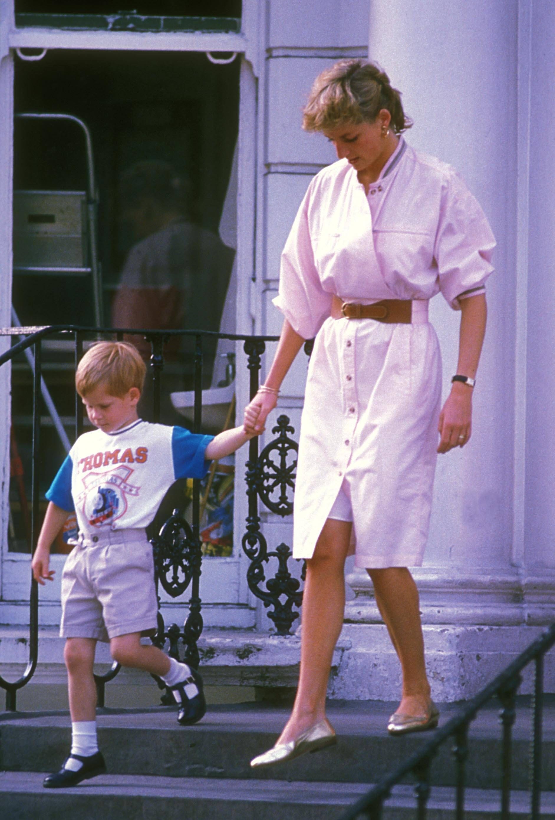 Prinz Harry 1989 mit seiner Mutter Diana