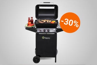 Der Gasgrill von Tepro besitzt Lavasteine, die für eine gute Hitzeverteilung sorgen.