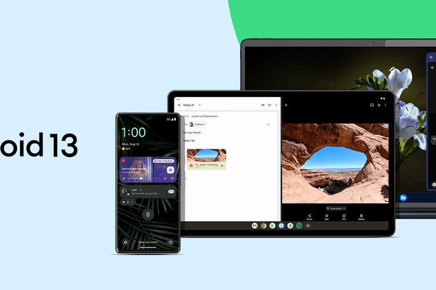 Ein Smartphone, Tablet und Laptop: Google hat das neue Betriebssystem "Android 13" veröffentlicht.