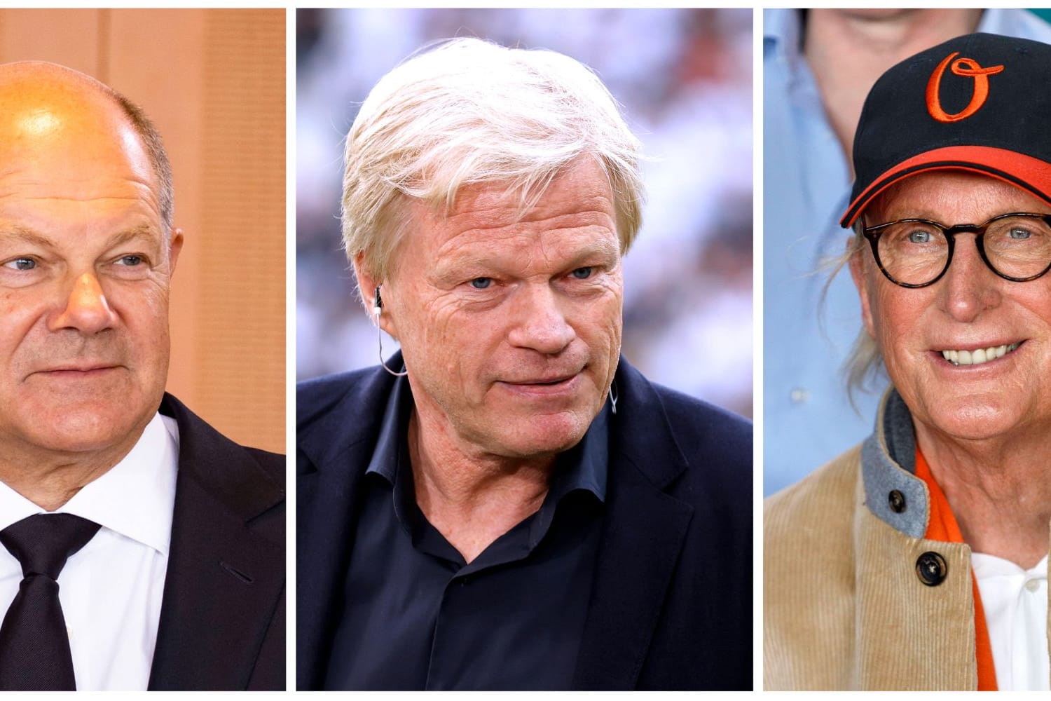 Kanzler, Titan und Komiker: Olaf Scholz (von links), Oliver Kahn und Otto Walkes werden bei der Uwe-Seeler-Trauerfeier dabei sein.