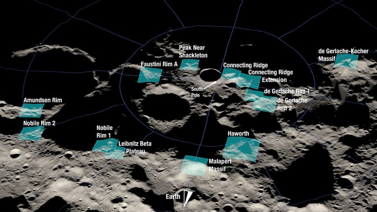 13 mögliche Landegebiete für die nächste Mondmission der Nasa