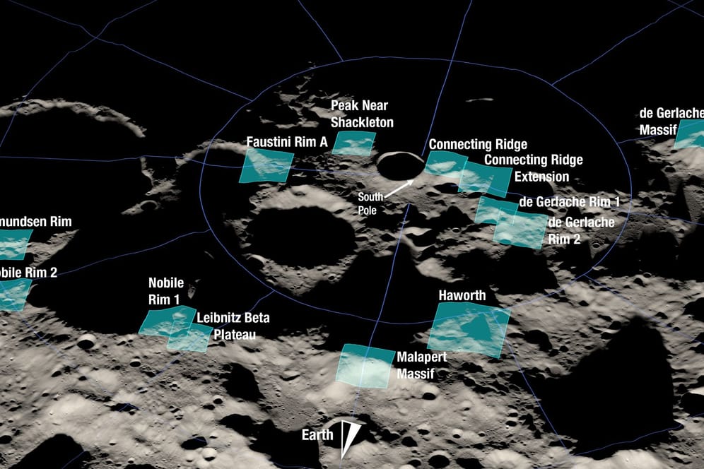 13 mögliche Landegebiete für die nächste Mondmission der Nasa
