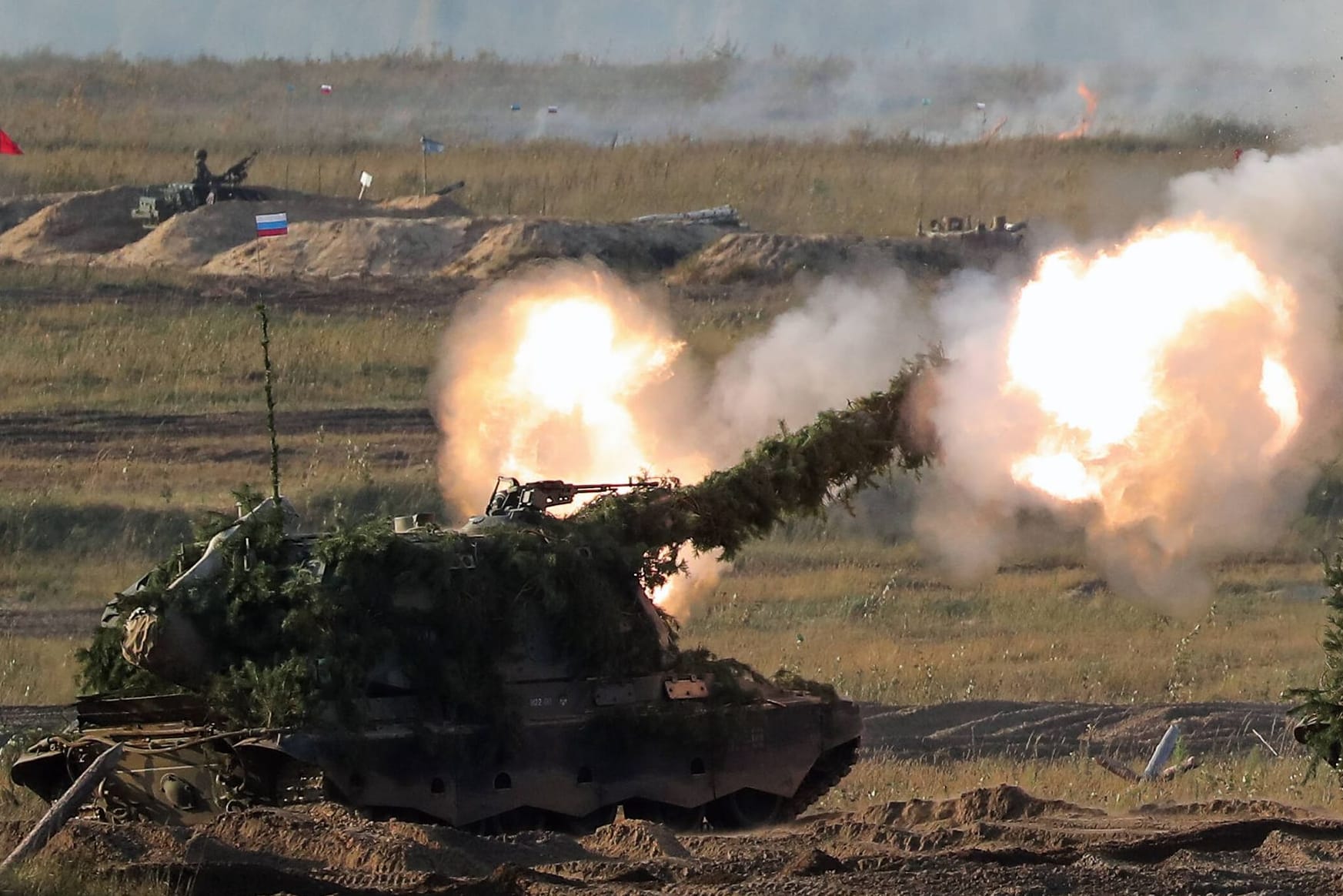 Haubitzen in Mulino (Archivbild): Russland führte in dem Trainingszentrum groß angelegte Militärübungen durch.