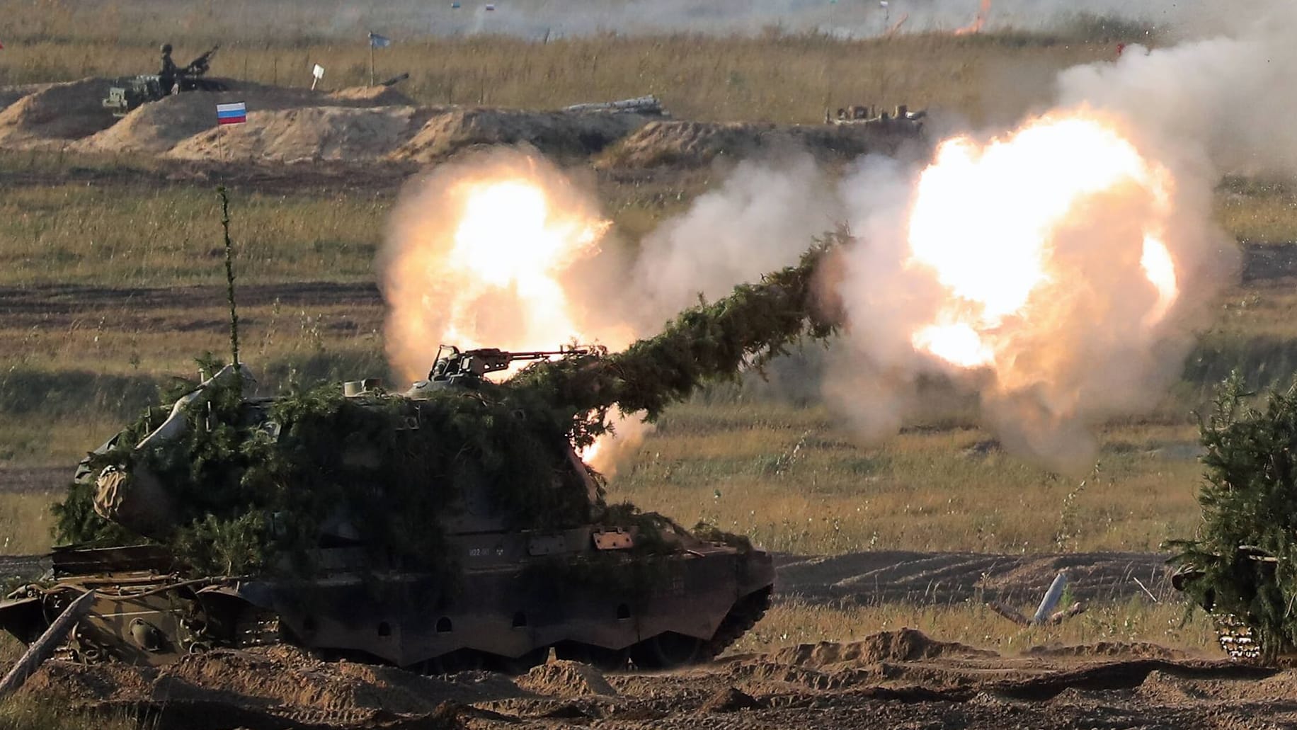 Haubitzen in Mulino (Archivbild): Russland führte in dem Trainingszentrum groß angelegte Militärübungen durch.