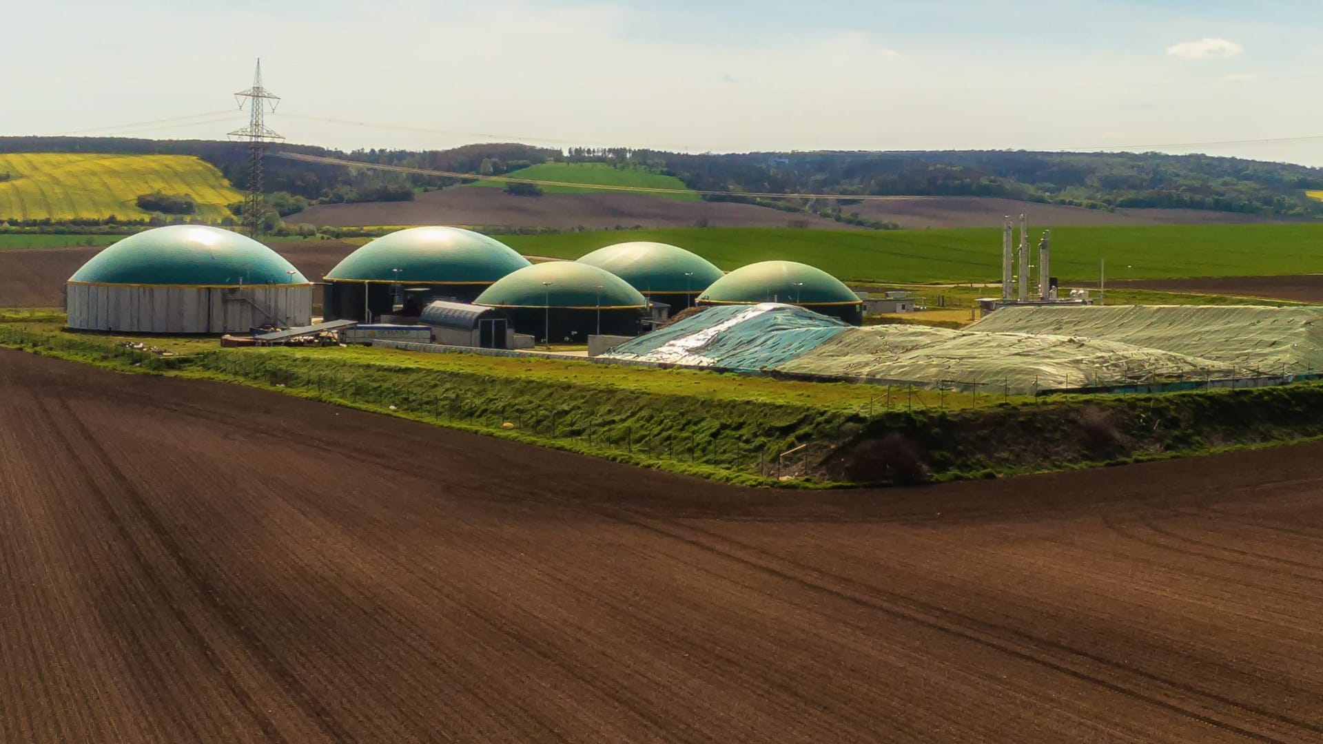 biogas plant in the middle of arable land