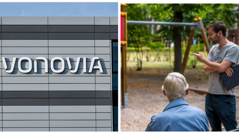 Firmensitz des Immobilienunternehmens Vonovia, Mieter Wolfgan Schmidt und Marc René Schwerhoff von der Mieterinitiative in Leipzig: Die beiden Männer erheben schwere Vorwürfe gegen den Konzern.