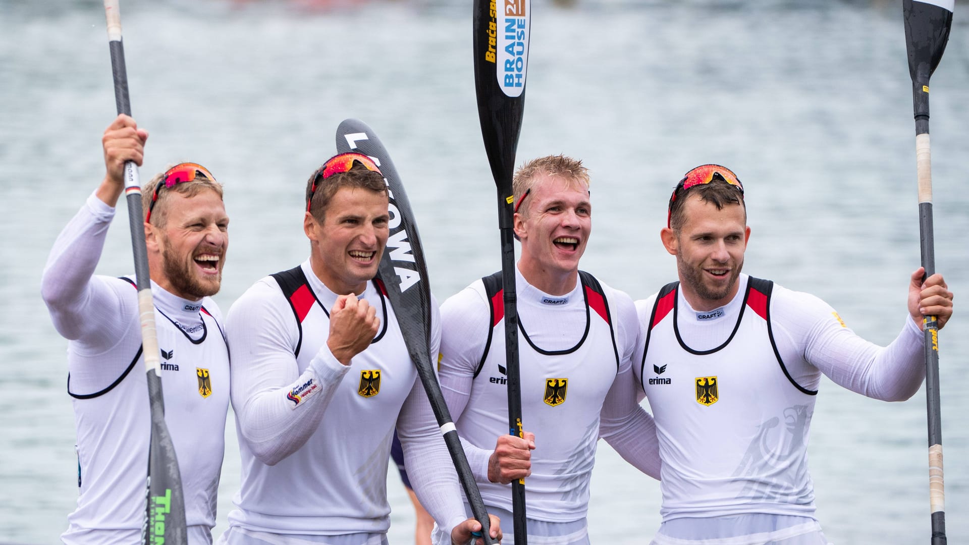 Max Rendschmidt, Tom Liebscher, Jacob Schopf und Max Lemke: Die Deutschen haben sich die Goldmedaille geschnappt. Max Rendschmidt, Tom Liebscher, Jacob Schopf und Max Lemke: Die Deutschen haben sich die Goldmedaille geschnappt.