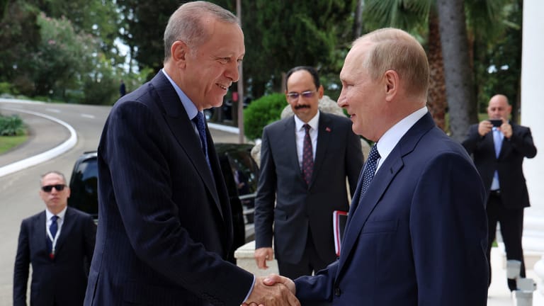 Wladimir Putin und Recep Tayyip Erdoğan bei ihrem Treffen in Sotschi: Beide Präsidenten müssen in zahlreichen Krisen zusammenarbeiten.