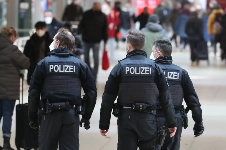 Polizisten im Hauptbahnhof Hannover (Archivbild): Bei einem Flaschenwurf in einem Zug wurde eine 29-Jährige schwer verletzt.