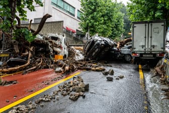 Zerstörung in Seongnam, Südkorea: Heftige Regenfälle haben für Überschwemmungen und Erdrutsche gesorgt.
