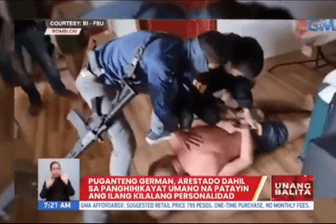 Der philippinische Sender GMA Network zeigte Bilder der Festnahme: Bewaffnete Sicherheitskräfte überwältigen den deutschen Verschwörungsideologen.