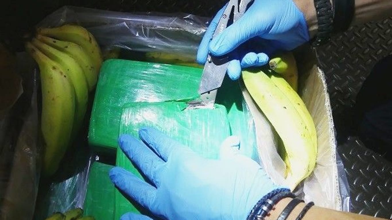 Kokain-Päckchen: Die Polizei fand die Drogen zwischen den Bananen versteckt.