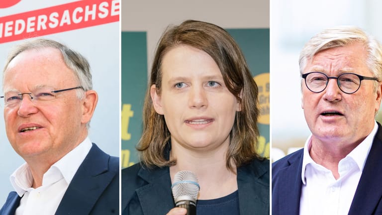 Ministerpräsident Stephan Weil (SPD), Julia Willie Hamburg (Grüne) und Bernd Althusmann (CDU): Die Spitzenkandidaten der drei größten Fraktionen in Niedersachsens Landtag.
