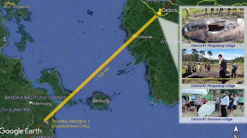 Fundort von Trümmerteilen: Drei Teile sollen auf Borneo gefunden worden seien. Fundort von Trümmerteilen: Drei Teile sollen auf Borneo gefunden worden seien.