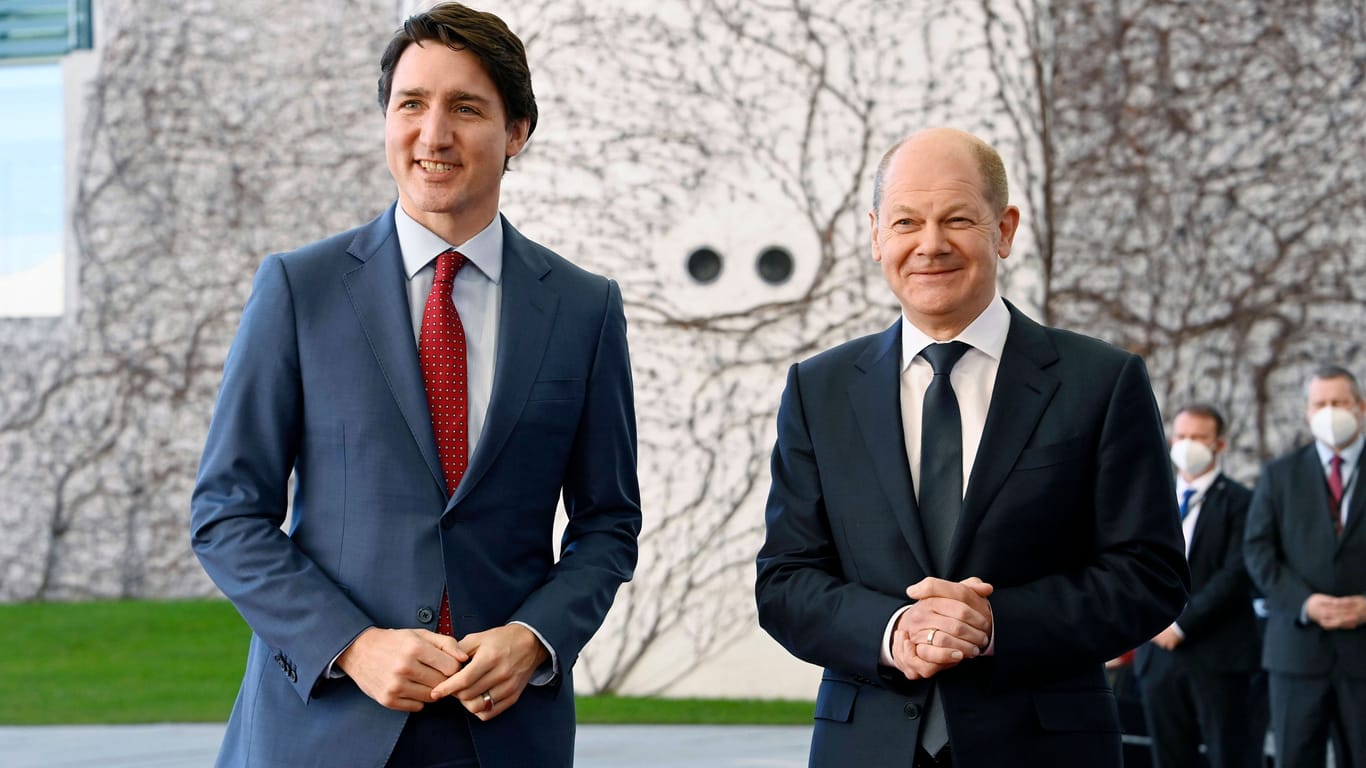 Justin Trudeau und Olaf Scholz: Der Bundeskanzler dankte dem kanadischen Premierminister für die Wartung einer Gazprom-Turbine in Kanada.