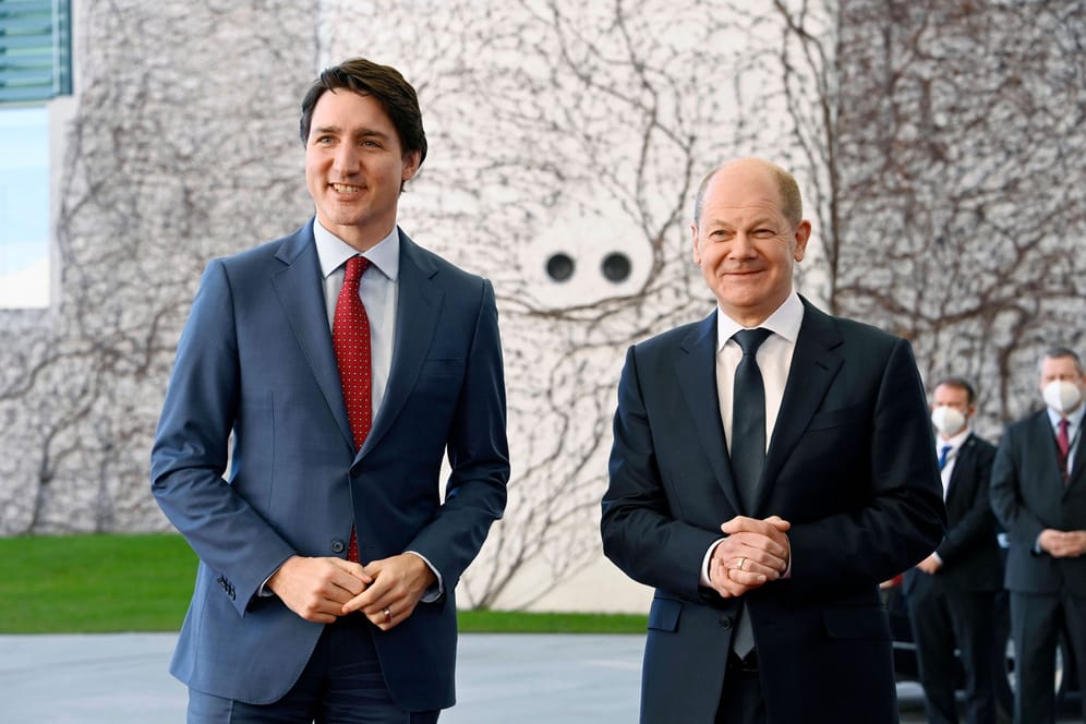 Justin Trudeau und Olaf Scholz: Der Bundeskanzler dankte dem kanadischen Premierminister für die Wartung einer Gazprom-Turbine in Kanada.