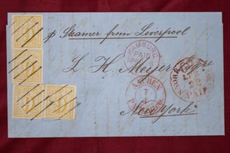 Der Brief: Er hat die größte bekannte Anzahl von 9-Schilling-Briefmarken aus dem Jahr 1859.
