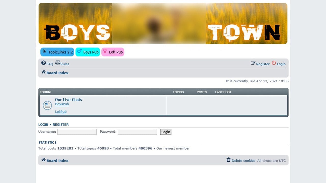 Screenshot der Kinderpornografie-Plattform "BoysTown": Sie befand sich im Darknet.