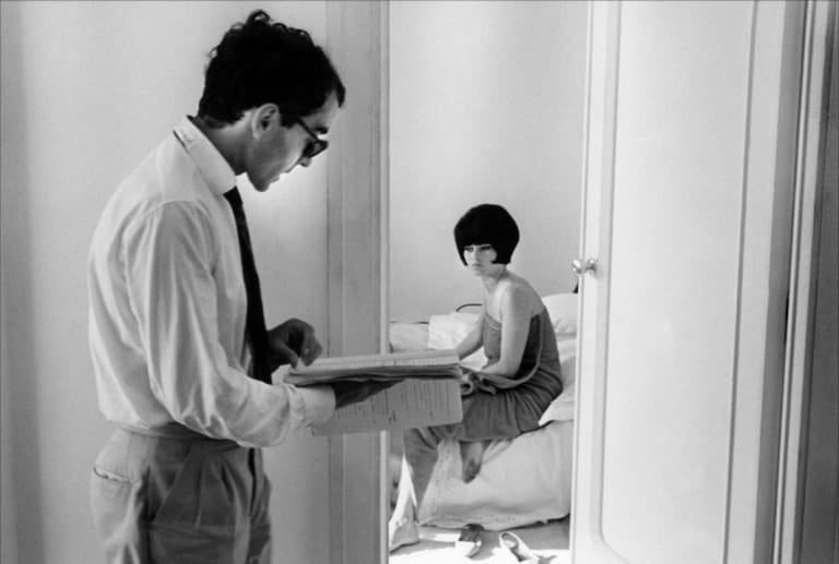 Brigitte Bardot und Jean Luc Godard während der Dreharbeiten zum Film "Die Verachtung".