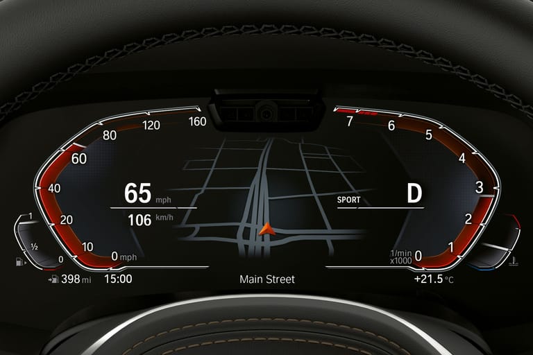 Digitaltacho von BMW: Die Ziffernwerte springen beim Beschleunigen und Bremsen.