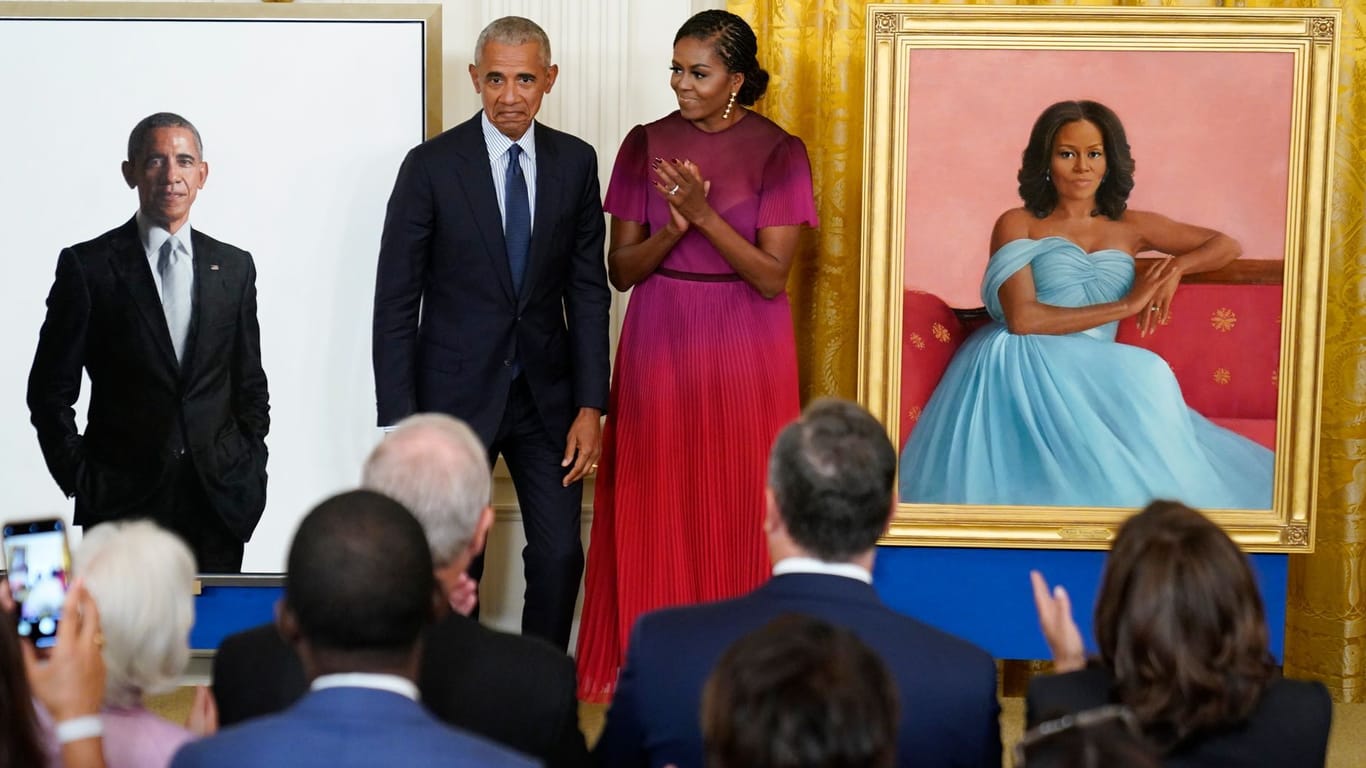 Ex-US-Präsident Barack Obama und die ehemalige First Lady Michelle Obama: Enthüllung ihrer offiziellen Porträts im Weißen Haus.