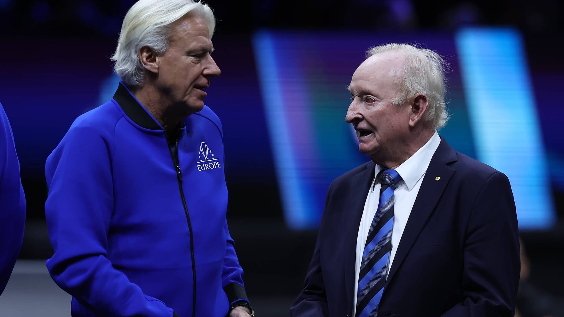 Rod Laver: Die Tennis-Ikone mit Björn Borg, der ebenfalls sehr erfolgreich auf dem Court war.