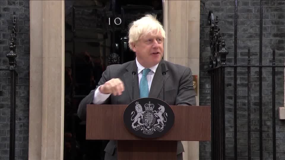 Boris Johnson verabschiedet sich in einer Rede aus seinem Amt. (Quelle: Reuters)