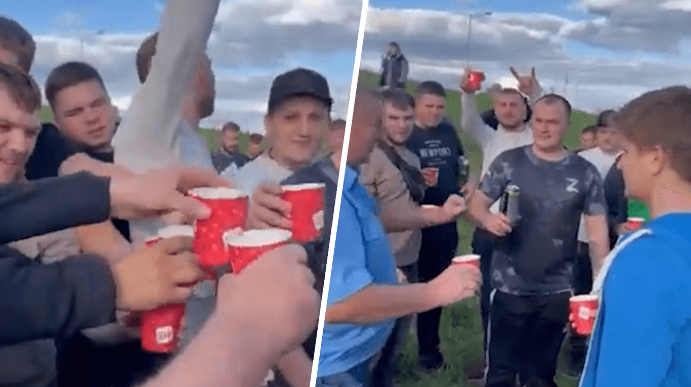Russland zieht Reservisten ein: In den sozialen Medien kursieren Videos sturzbetrunkener Russen, die an die Front ziehen.