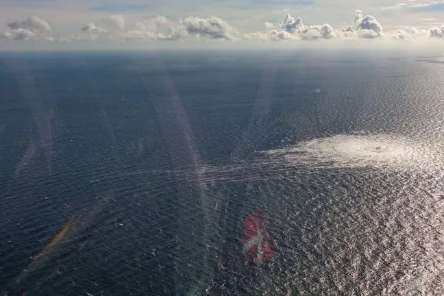 Luftaufnahme des Gaslecks in der Ostsee.