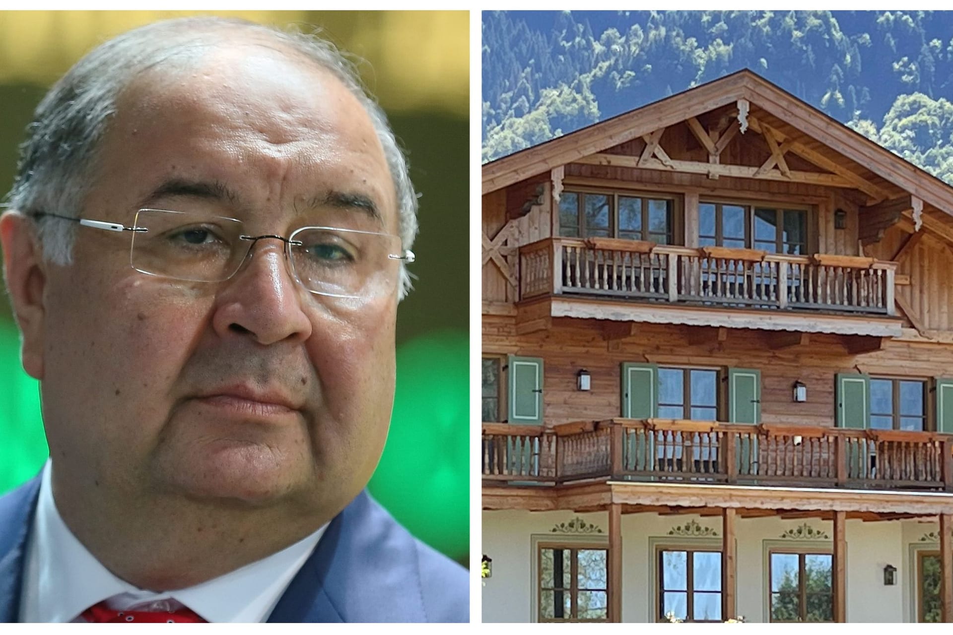 Alisher Usmanov und eine seiner Villen am Tegernsee: Der russische Milliardär will rechtlich gegen die Anschuldigen vorgehen.