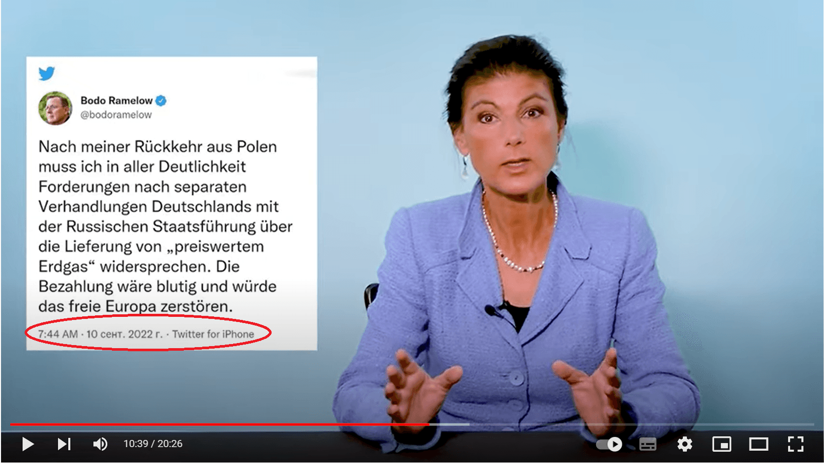 Sahra Wagenknecht in ihrem Video: Zahlreiche Nutzer kommentieren den Screenshot.