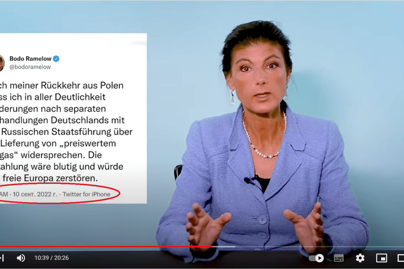 Sahra Wagenknecht in ihrem Video: Zahlreiche Nutzer kommentieren den Screenshot.