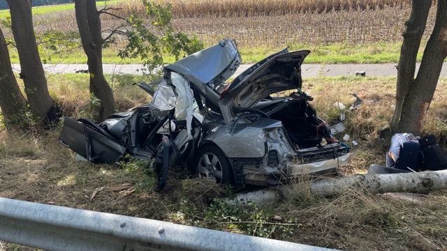 Der total zerstörte Wagen des Unfallfahrers. Für ihn kam jede Hilfe zu spät.