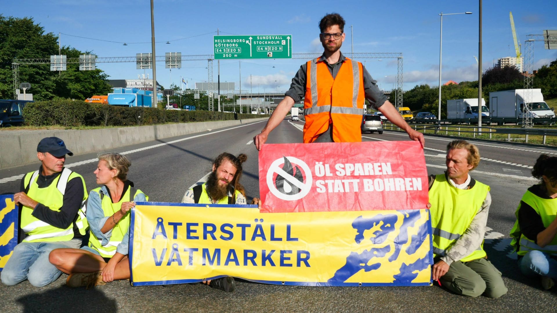 Kevin H. beim Protest im Schweden: