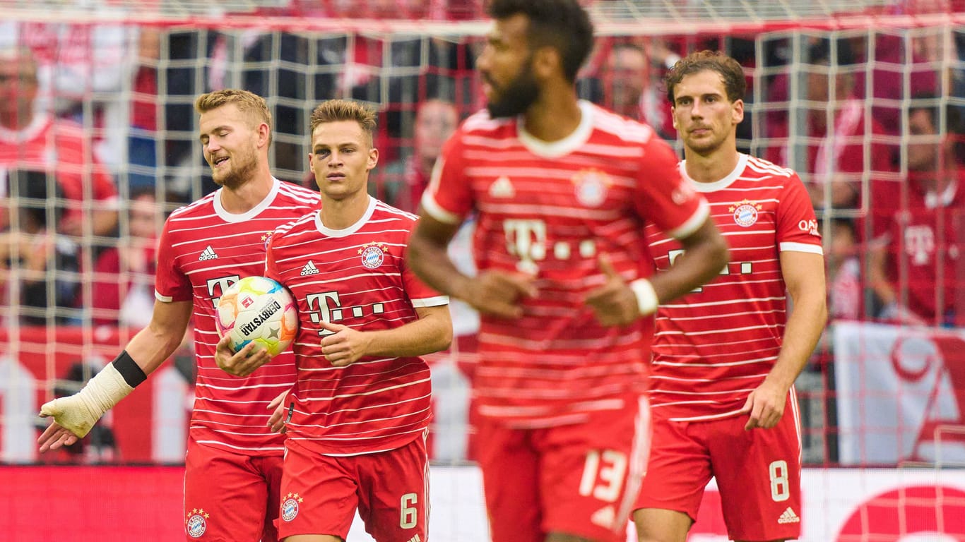 Matthijs de Ligt, Joshua Kimmich, Eric Maxim Choupo-Moting und Leon Goretzka: Die Bayern-Profis müssen sich in der Bundesliga mit dem dritten Remis in Folge zufriedengeben.