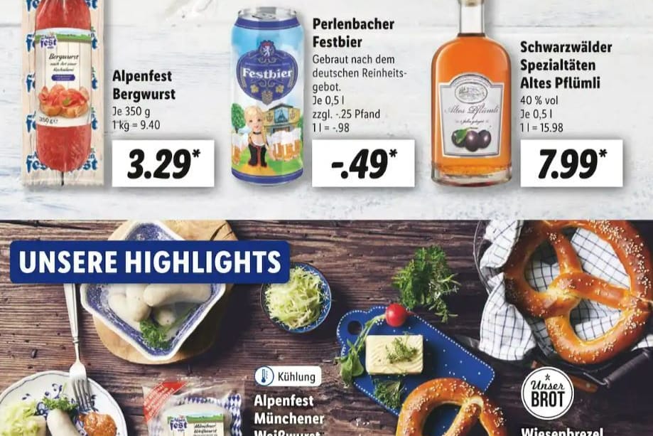 Lidl-Prospekt ab 5. September: Bier aus Frankfurt an der Oder und Schnaps aus dem Schwarzwald.