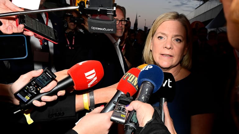 Magdalena Andersson: Bei der Parlamentswahl in Schweden liegt ihre Partei laut Prognose vorn.